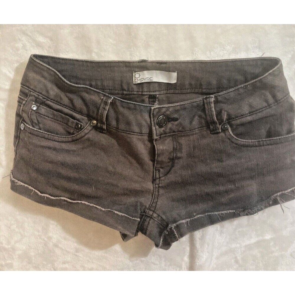 Empyre Brown Womens Junior Short Shorts Sz 3 28W Ultra Low Rise Cuffed